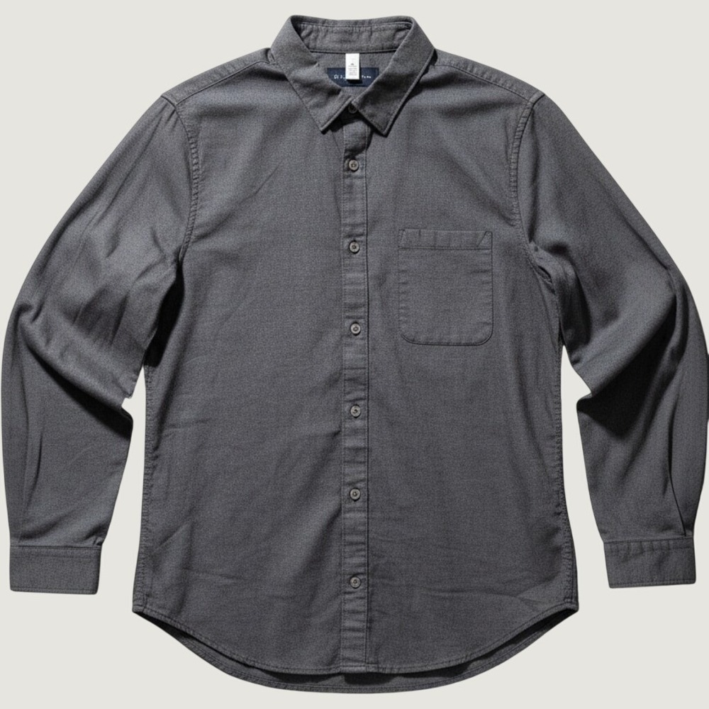 Lululemon Mens Long Sleeve Button Down Shirt Gray Cotton Stretch Large Pockets